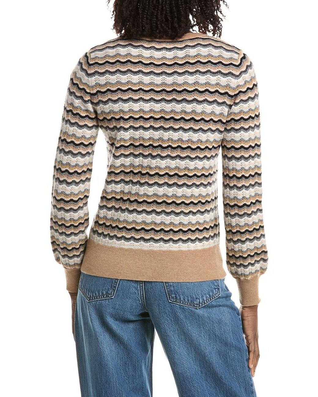 Isla Blue Cassie Wave Stitch 100% Cashmere Sweater