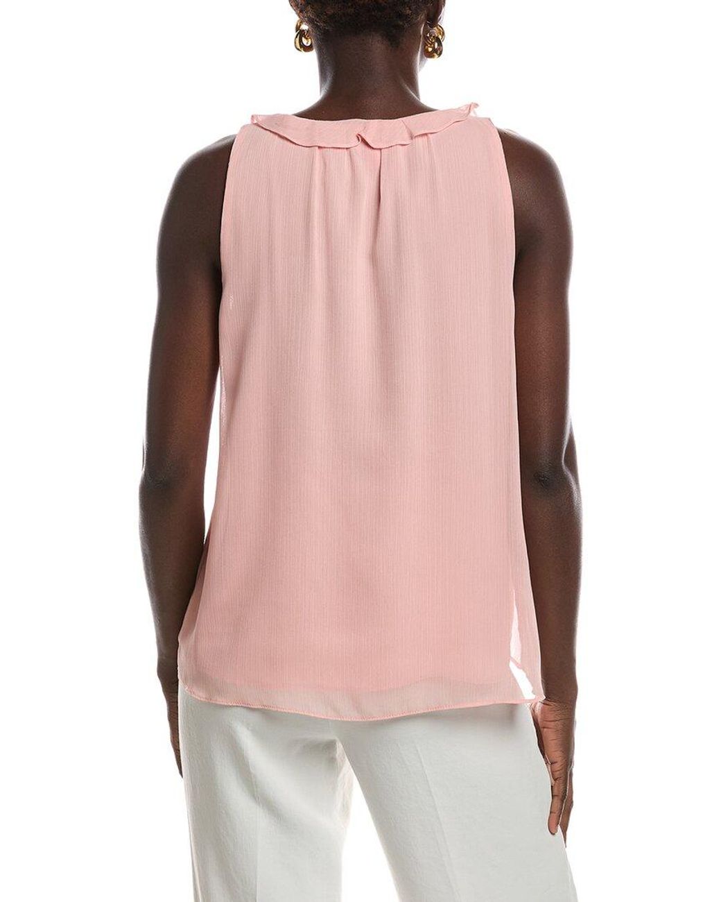 Vince Camuto Pink V-neck Ruffle Top