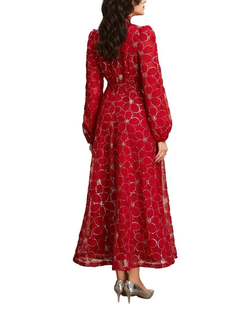 Kaimilan Red Long Printed Dress