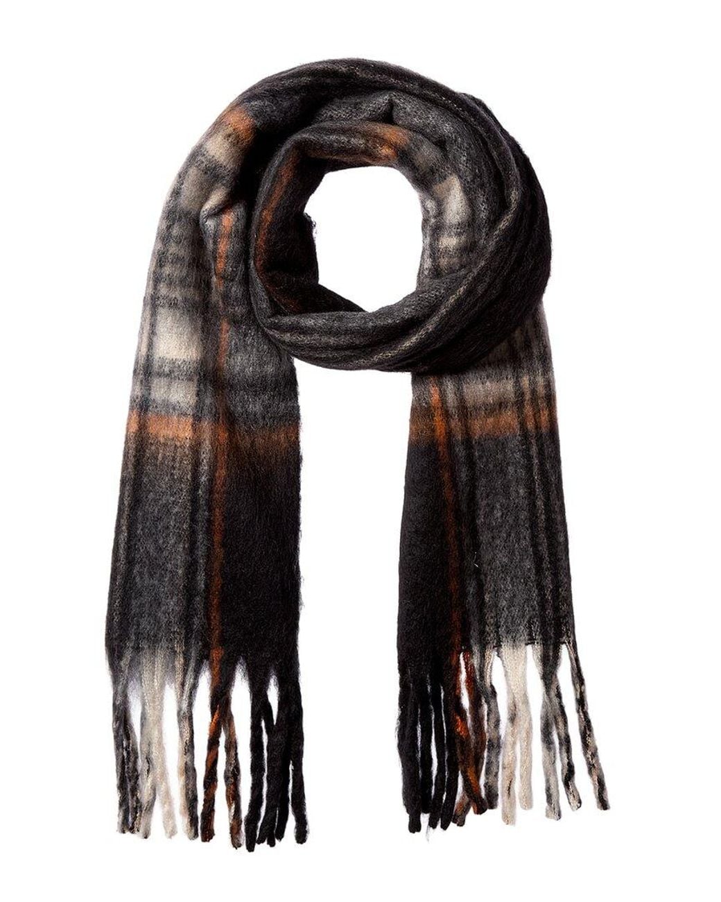 La Fiorentina Black Plush Fringe Scarf