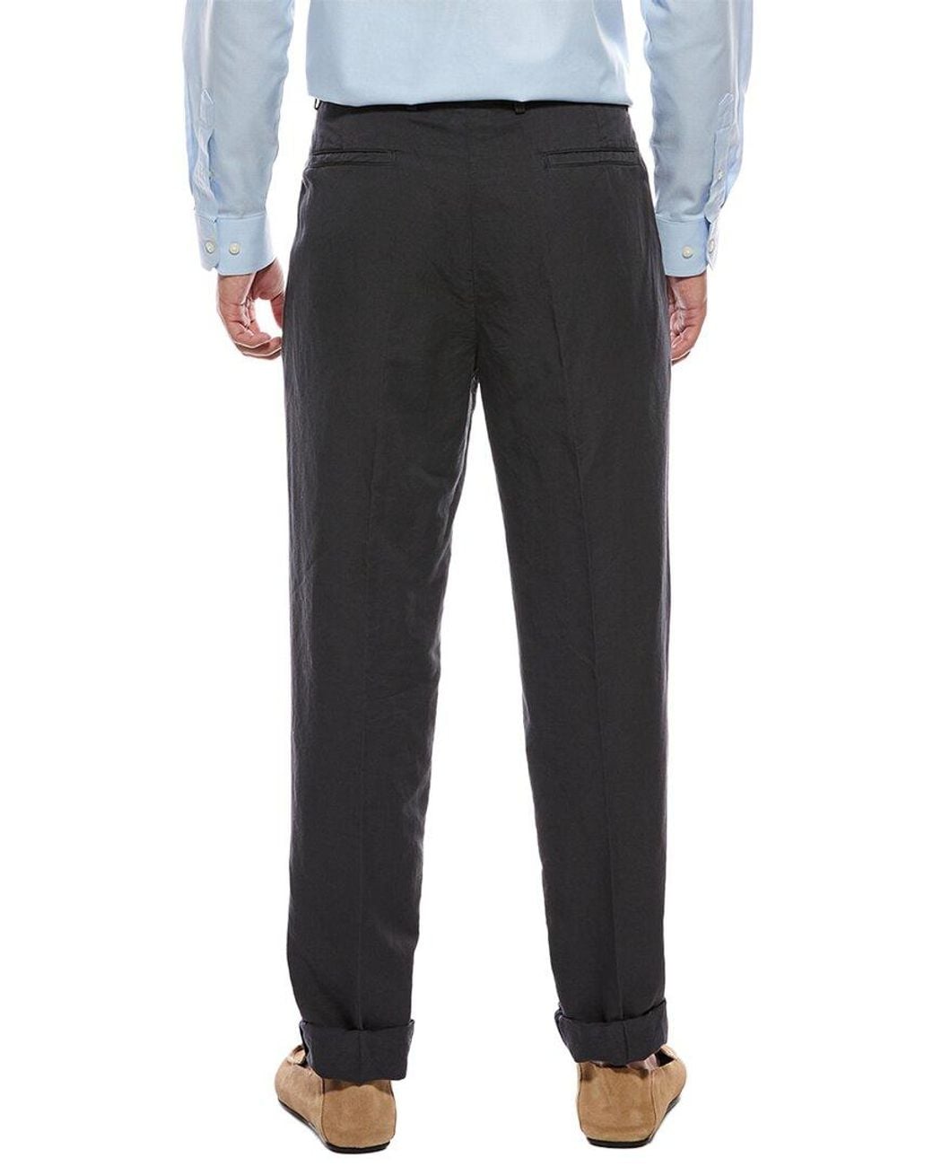Brunello Cucinelli Black Linen-Blend Trouser for men
