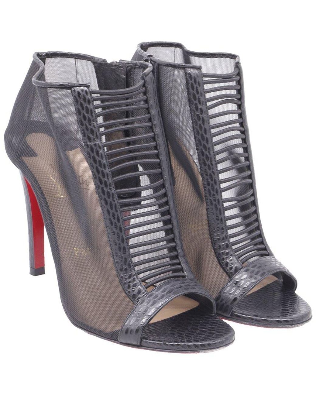 Christian Louboutin Black Open-Tie Ankle Boot (Authentic Pre-Loved)
