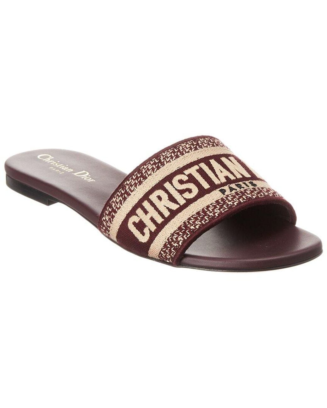 Dior D-way Embroidered Slide in Brown | Lyst