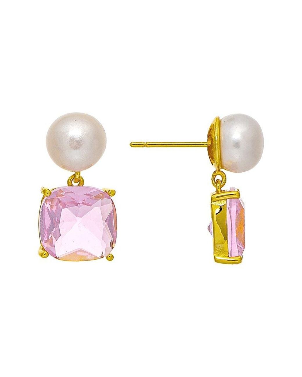 Rivka Friedman Pink 18k Plated Cz Earrings