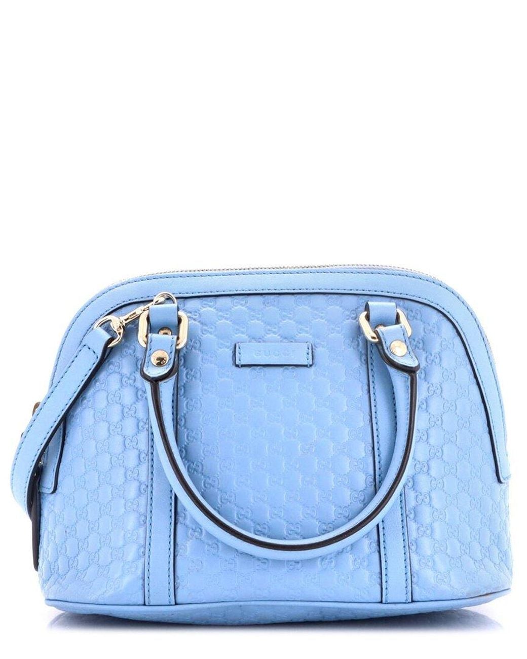 Gucci Blue Microssima Leather Convertible Dome Satchel Mini (Authentic Pre-Loved)