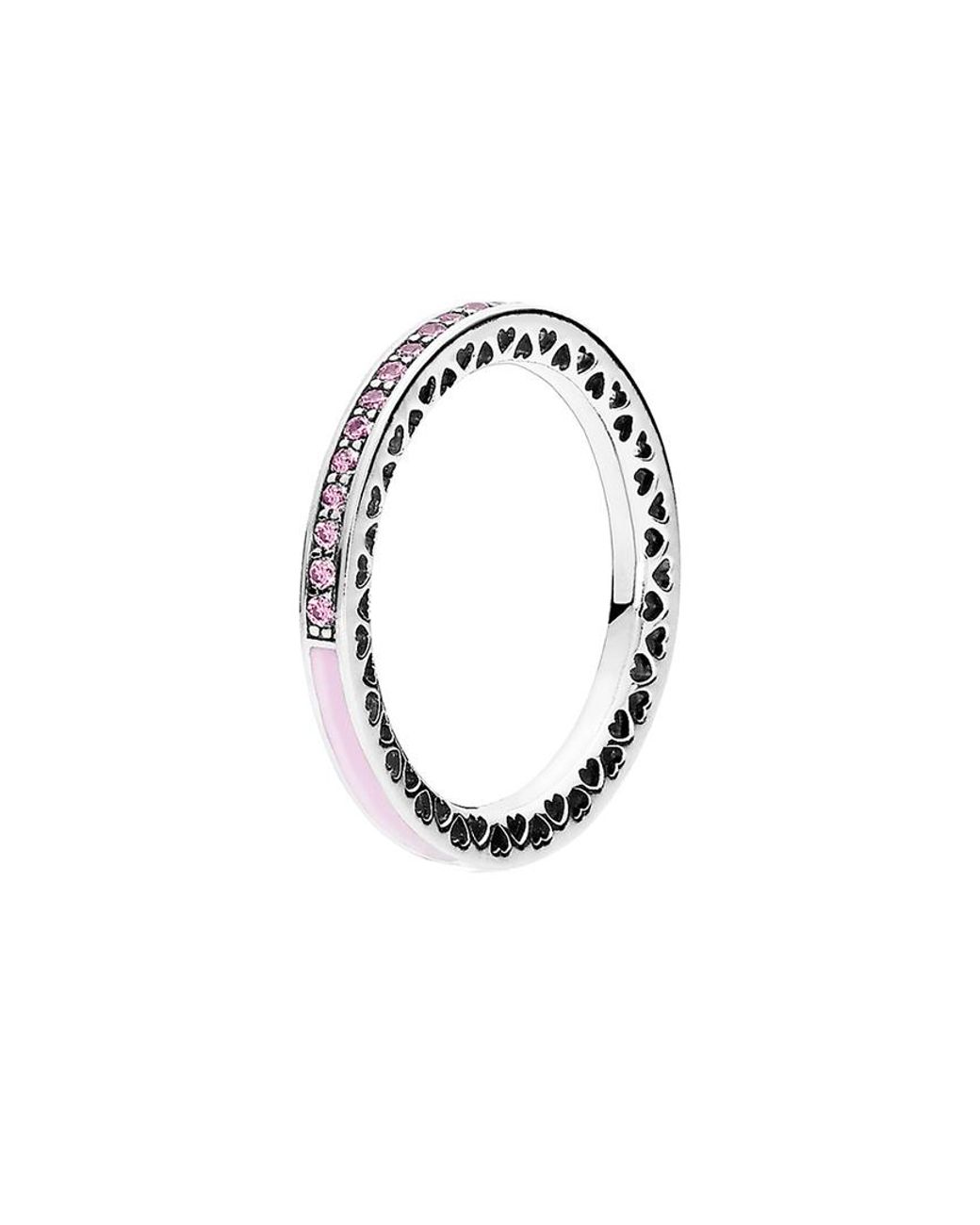PANDORA Silver & Light Pink Crystal Radiant Hearts Ring in Metallic | Lyst  Australia