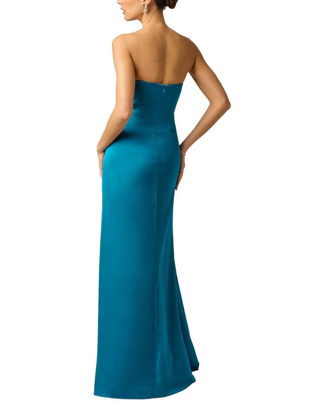 Adrianna Papell Blue Textured Crepe Long Dress