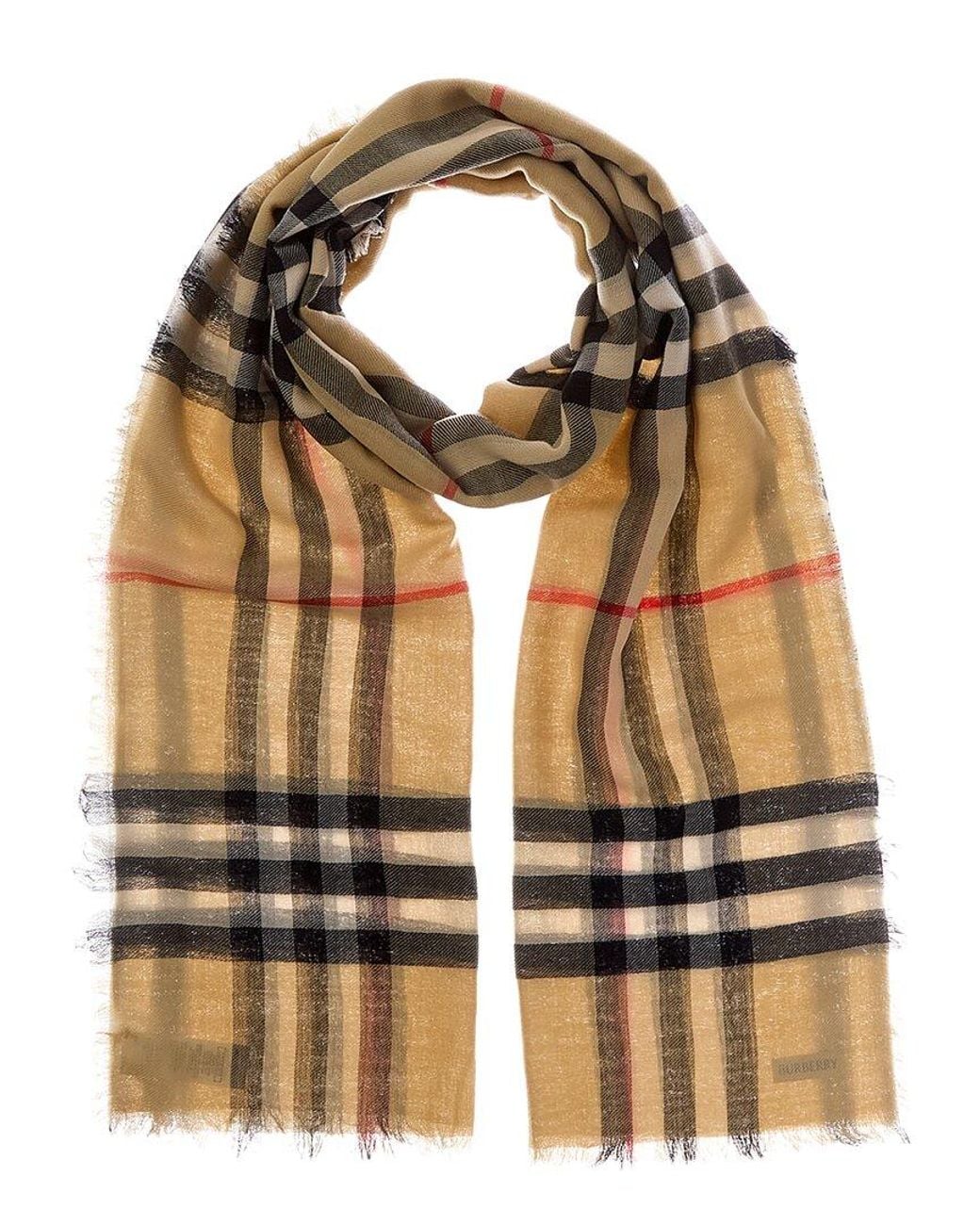 Burberry Green Check Wool Scarf