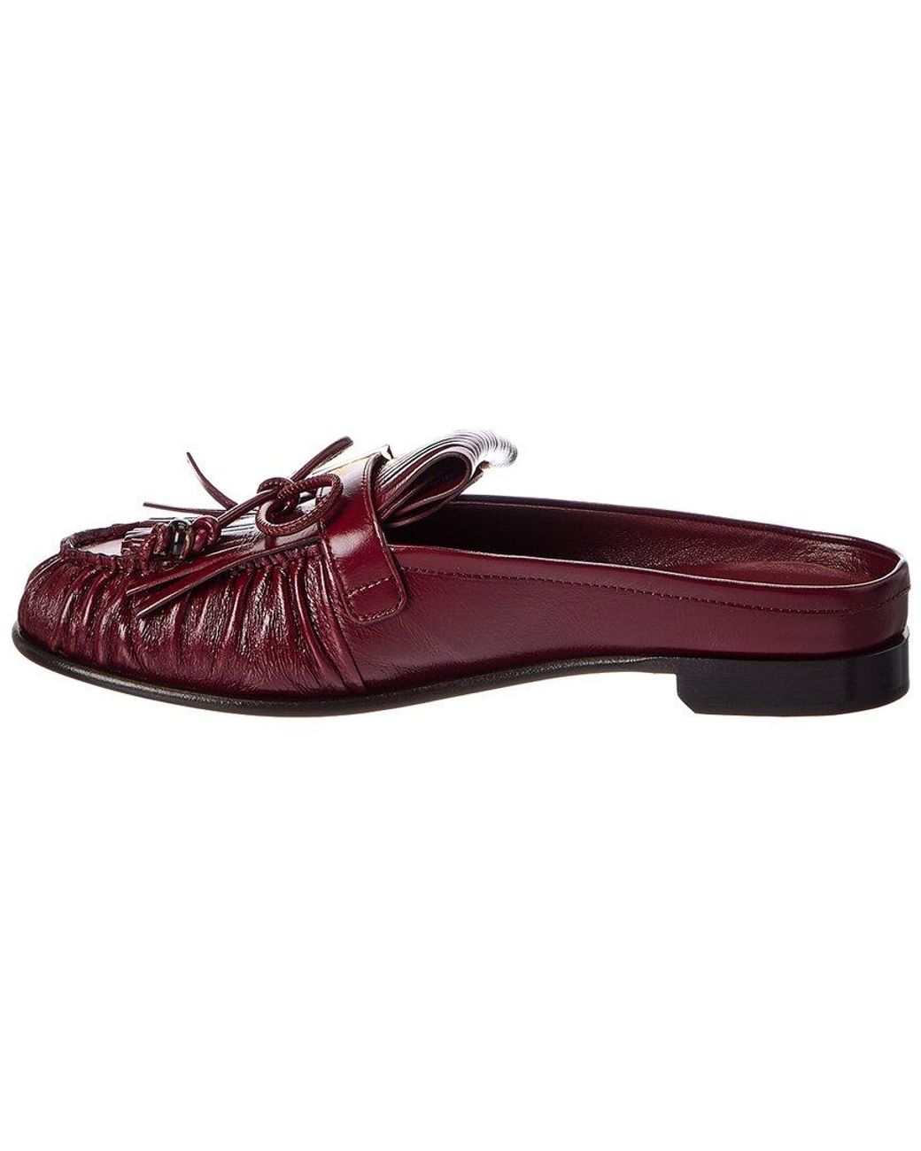Fendi Red Baguette Leather Mule