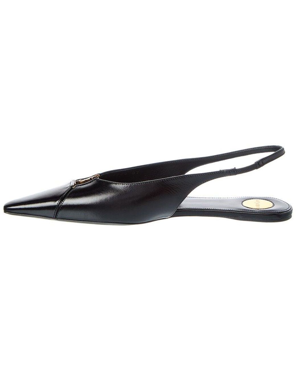 Saint Laurent Blue Babylone Leather Slingback Flat