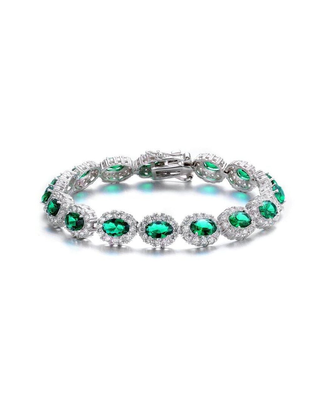 Genevive Jewelry Green Silver Cz Bracelet