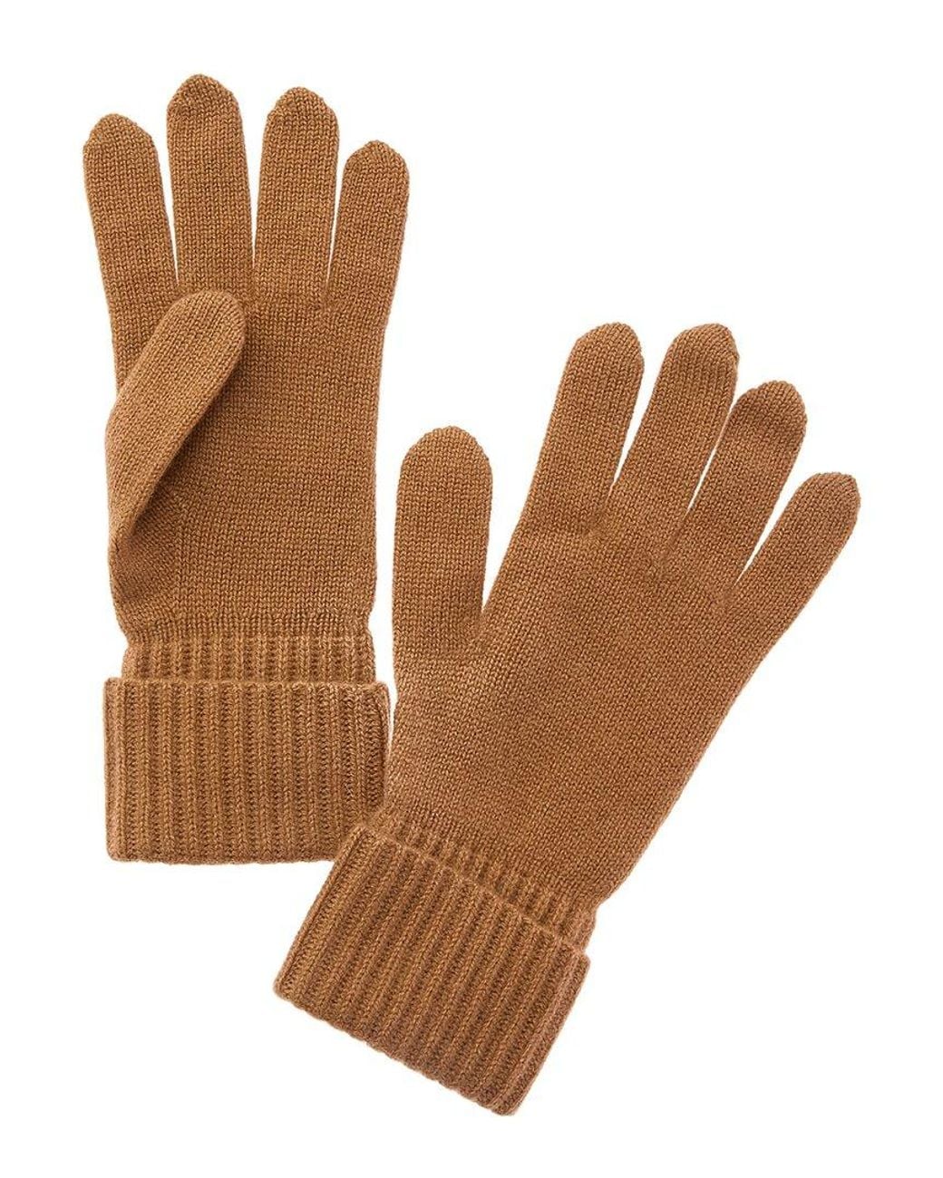 N.Peal Cashmere Brown Ribbed Cashmere Gloves