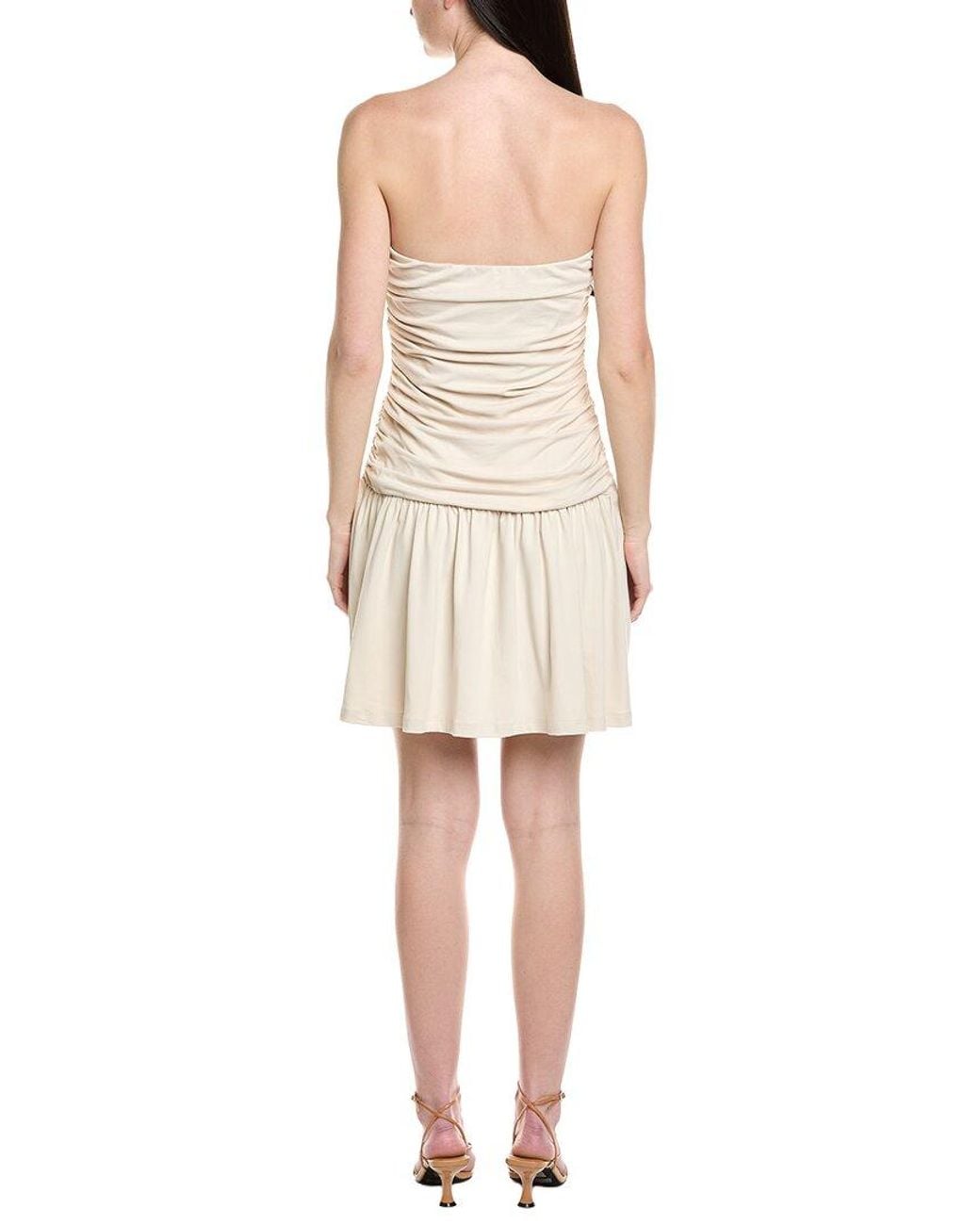 Susana Monaco Natural Tube Gathered Flared Mini Dress