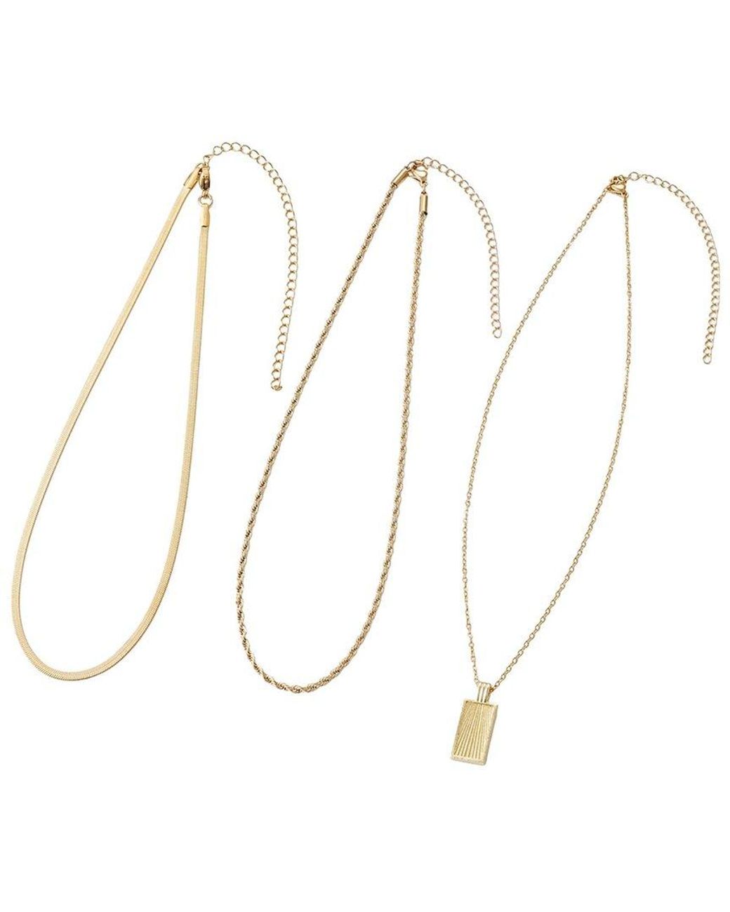 Adornia Metallic 18K Plated Stainless Steel Tarnish-Resistant Dog Tag Necklace Set