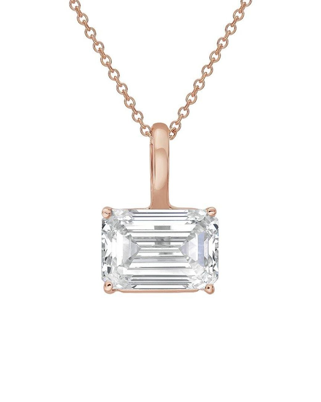 Diana M White Diana M. 14K Rose 3.00 Ct. Tw. Lab-Grown Diamond Solitaire Pendant