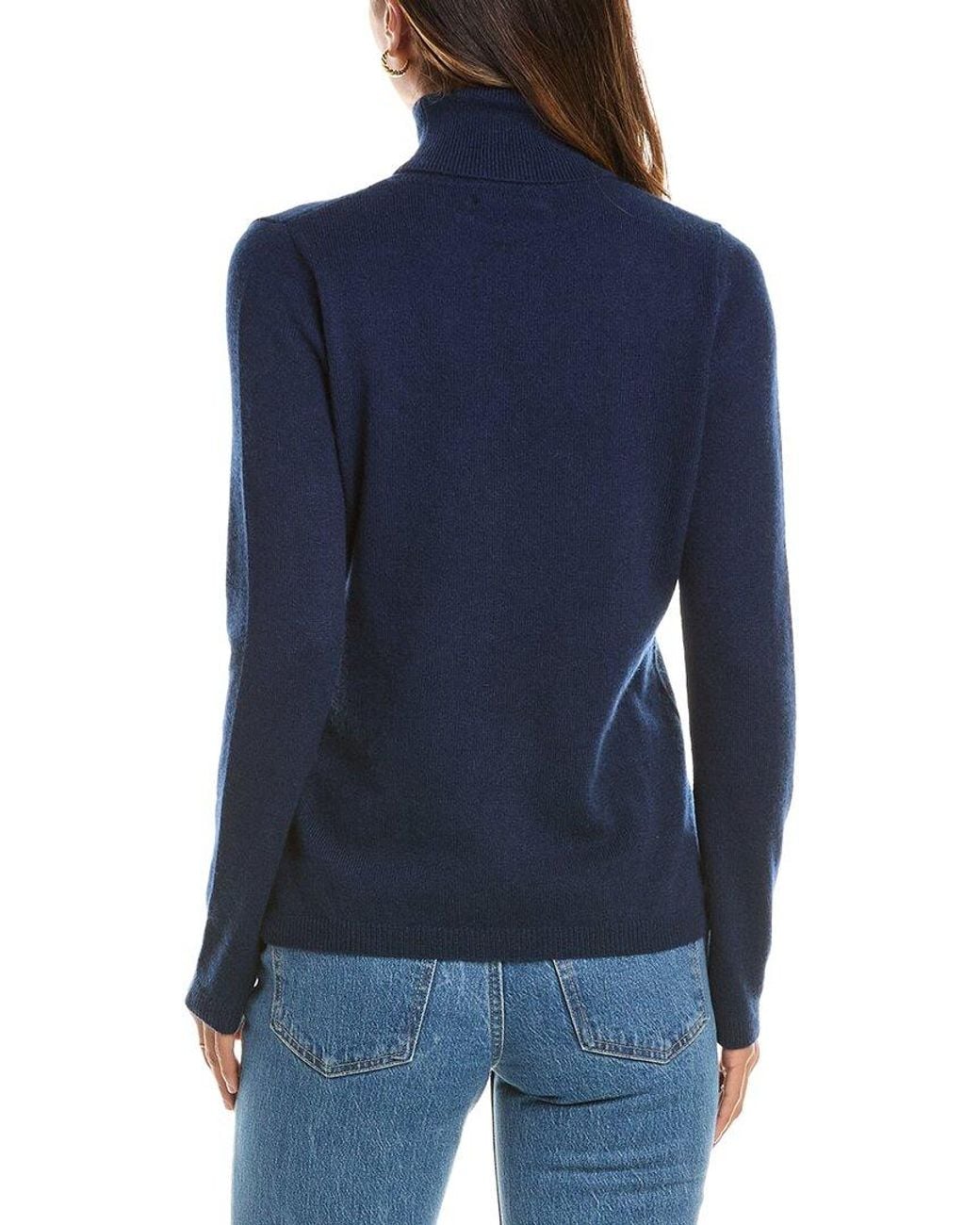 Forte Blue Basic Turtleneck 100% Cashmere Pullover