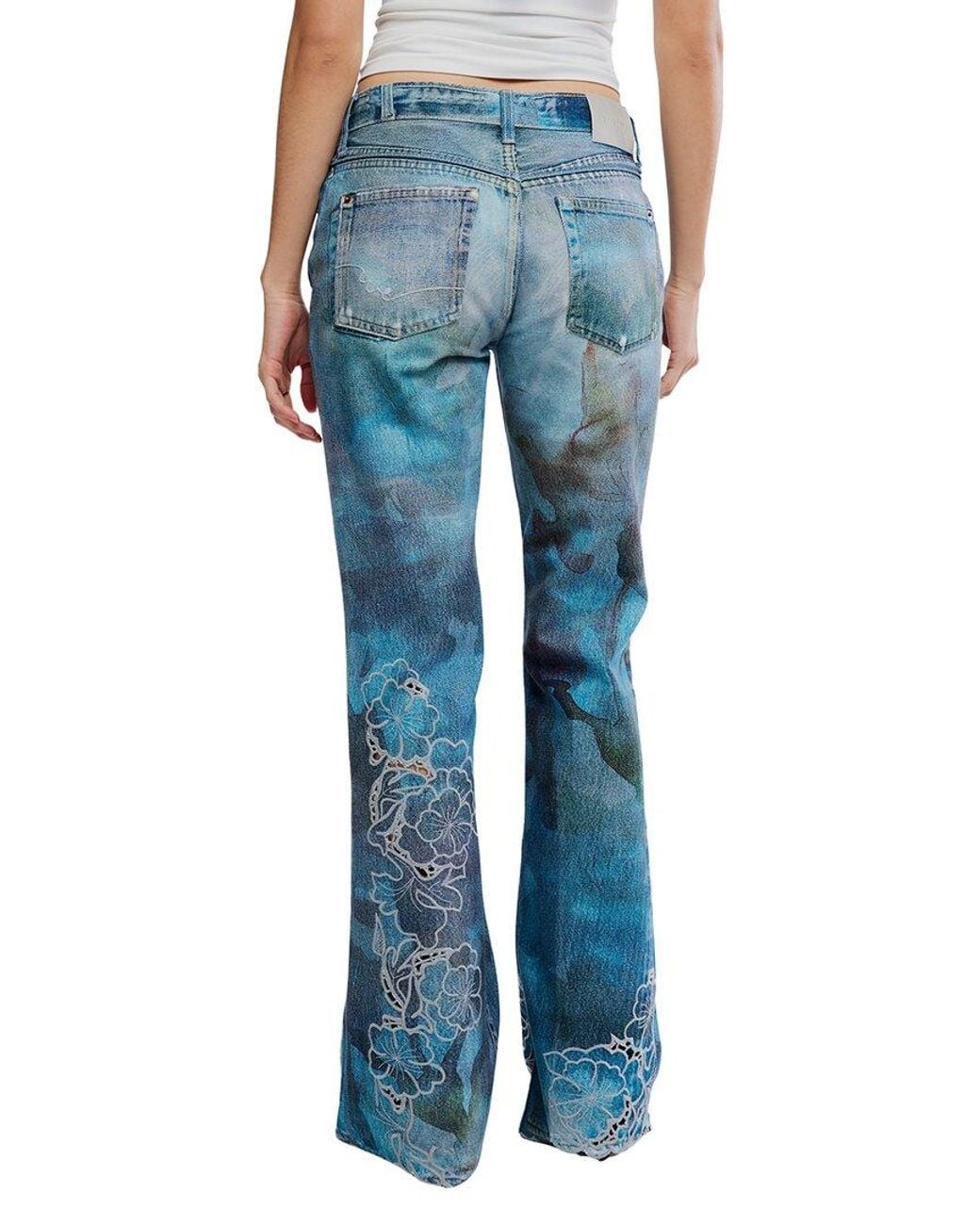 Free People Blue West Coast Illusions & Straight Leg Jean