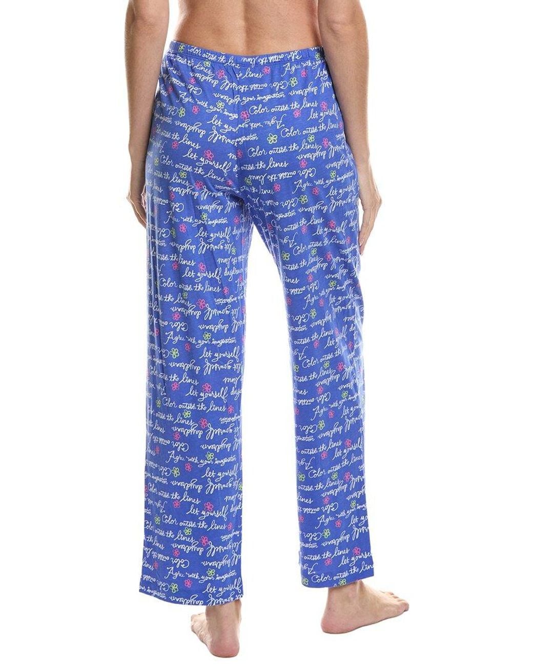 Hue Blue Script Mantras Long Pajama Pant