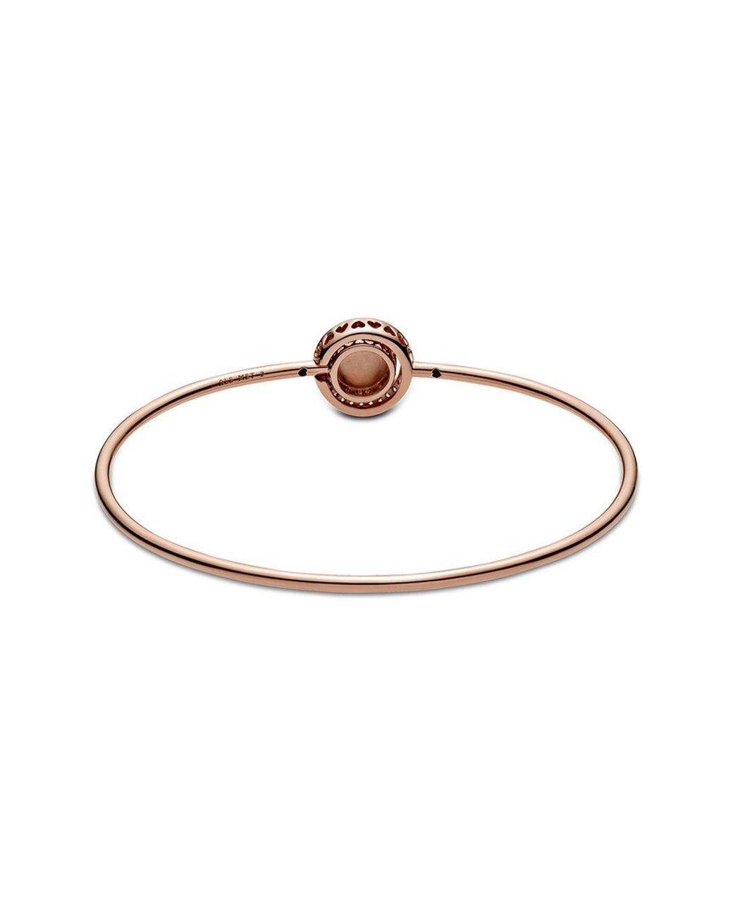PANDORA Moments 14k Rose Gold Plated Cz Fairy Tale Bangle Bracelet in White  | Lyst