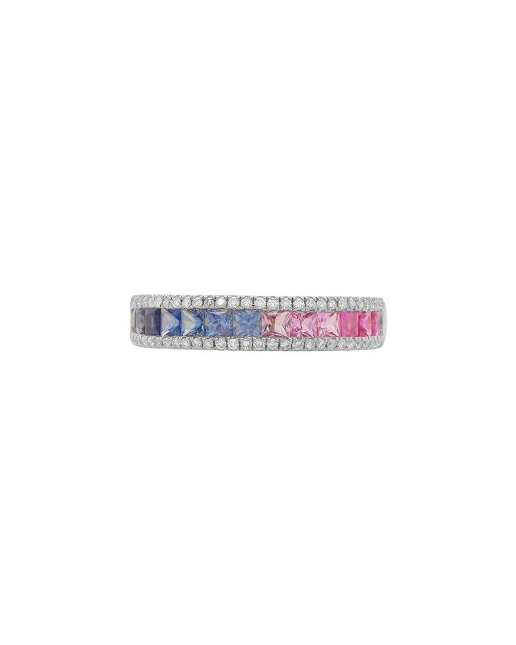 Diana M White Fine Jewelry 14k 1.47 Ct. Tw. Diamond & Sapphire Half-eternity Ring