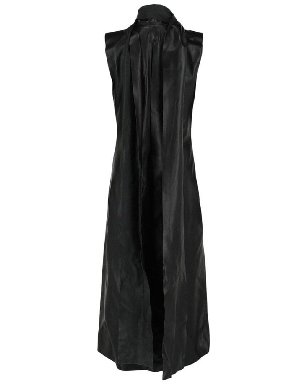 Givenchy Black Lavalliere Leather Midi Dress