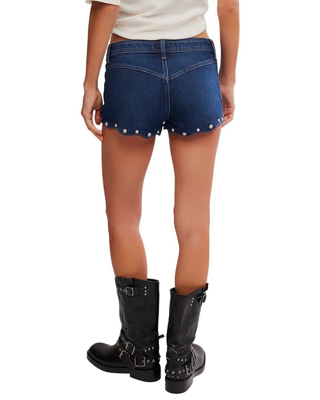 Free People Blue Late Night Set Stud Short