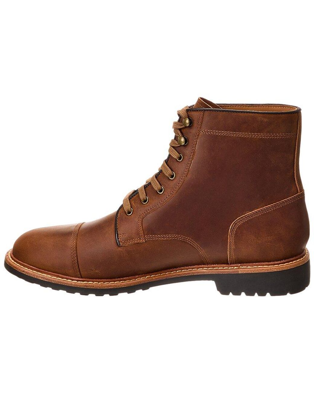 Brown leather cap toe boots sale