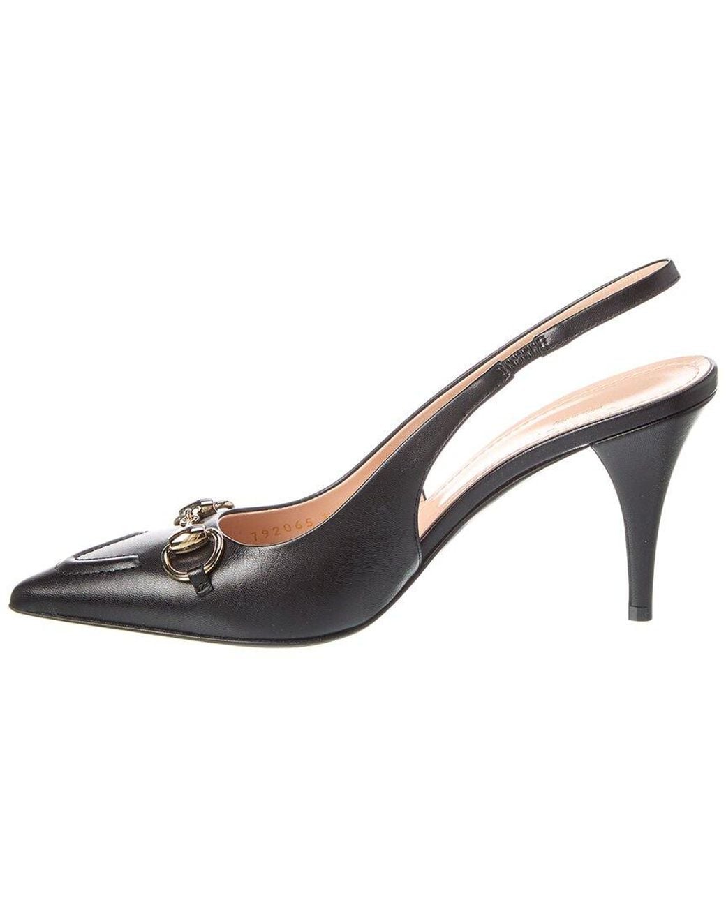 Gucci Metallic Horsebit Leather Slingback Pump