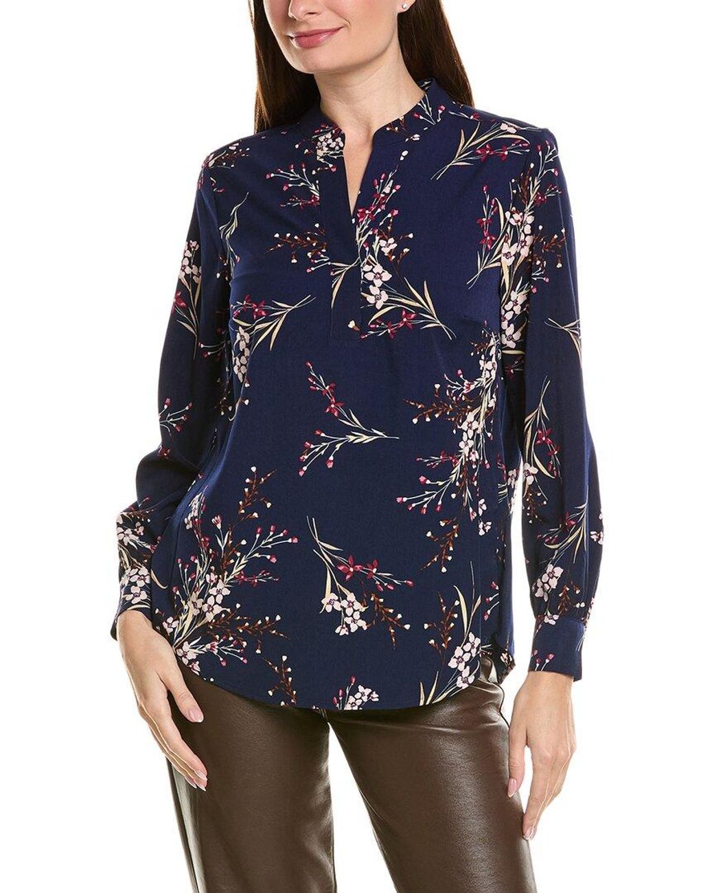 Jones New York Blue Half Placket Popover