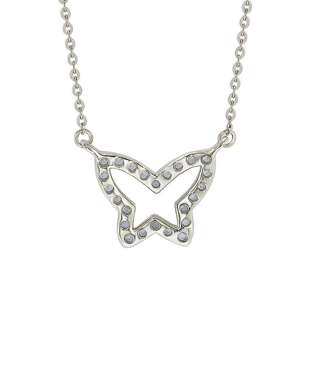 Suzy Levian Metallic 14k 0.30 Ct. Tw. Diamond Butterfly Necklace