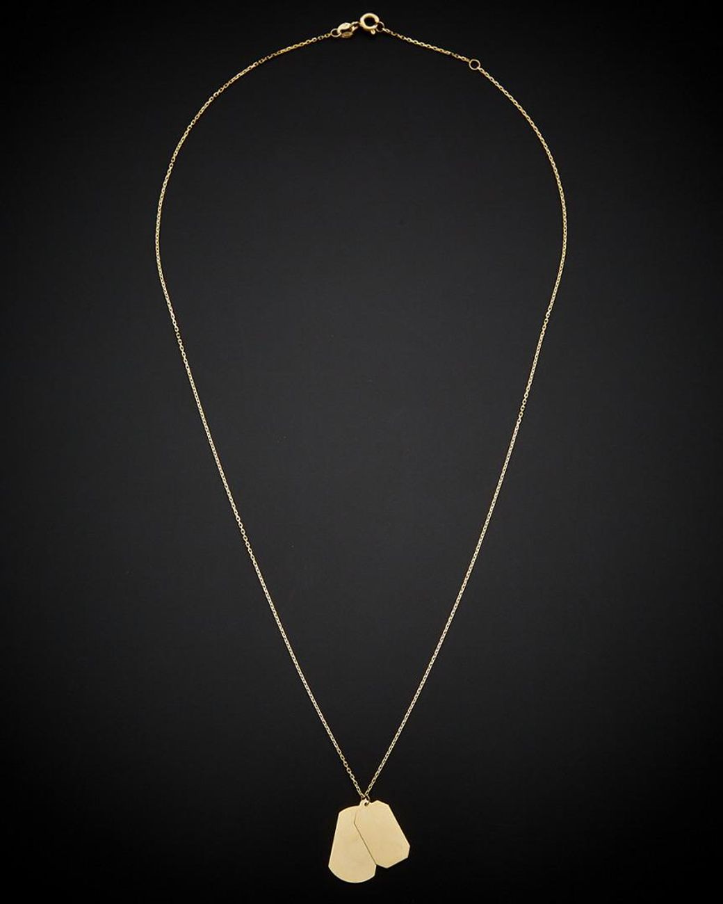 Italian Gold Black 14k Name Tag Adjustable Length Necklace