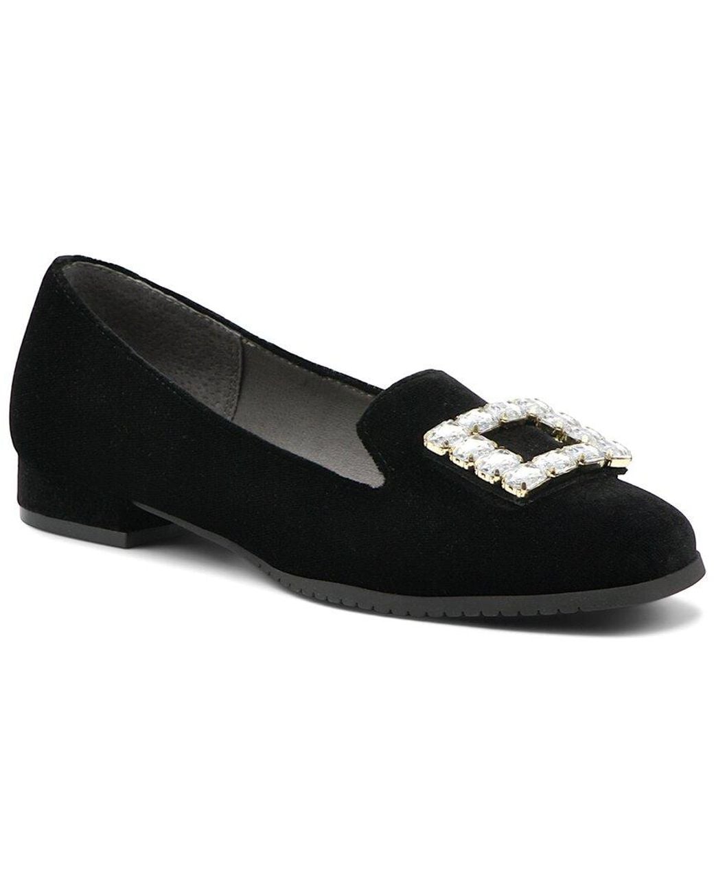 Adrienne Vittadini Black Vickee Velvet Loafer