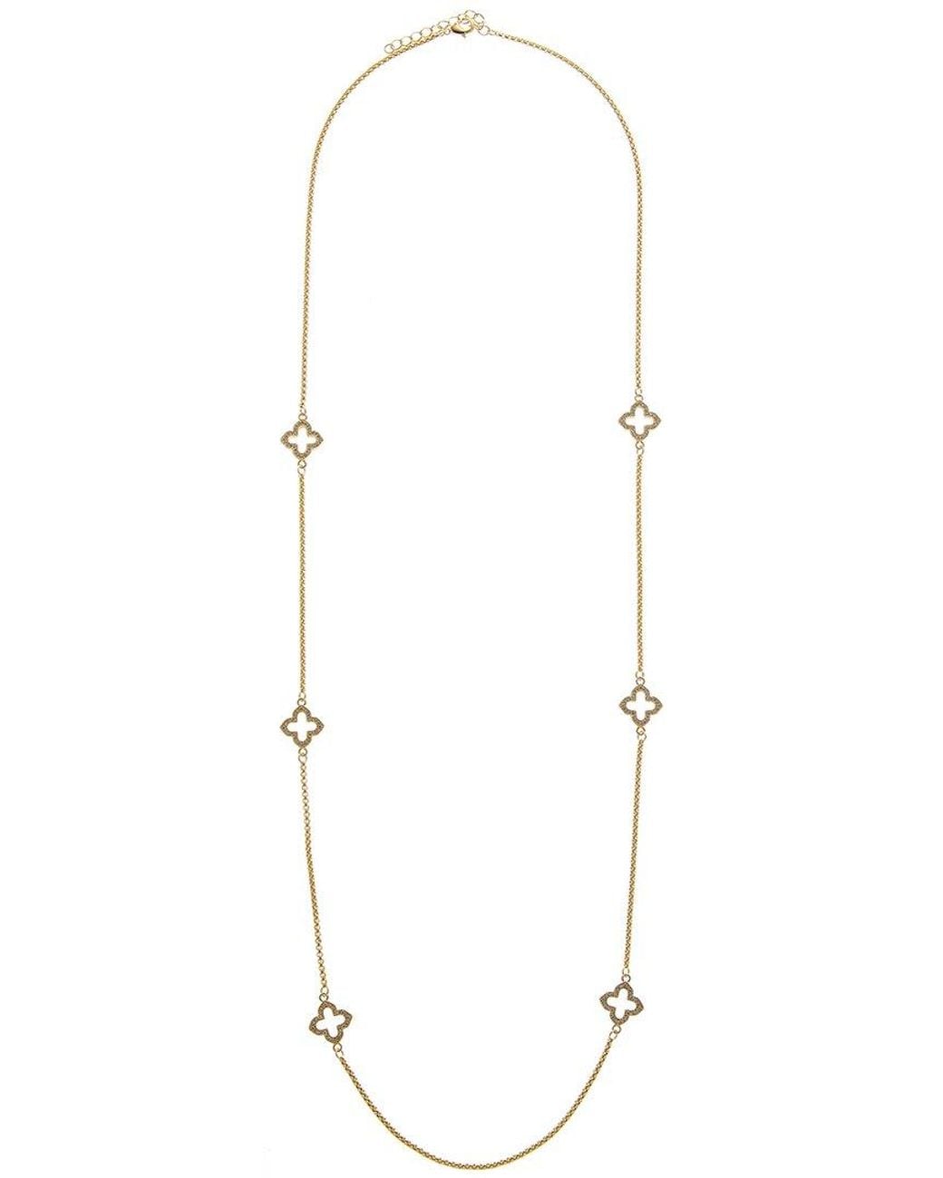 Juvell Metallic Plated Cz Clover Link Necklace