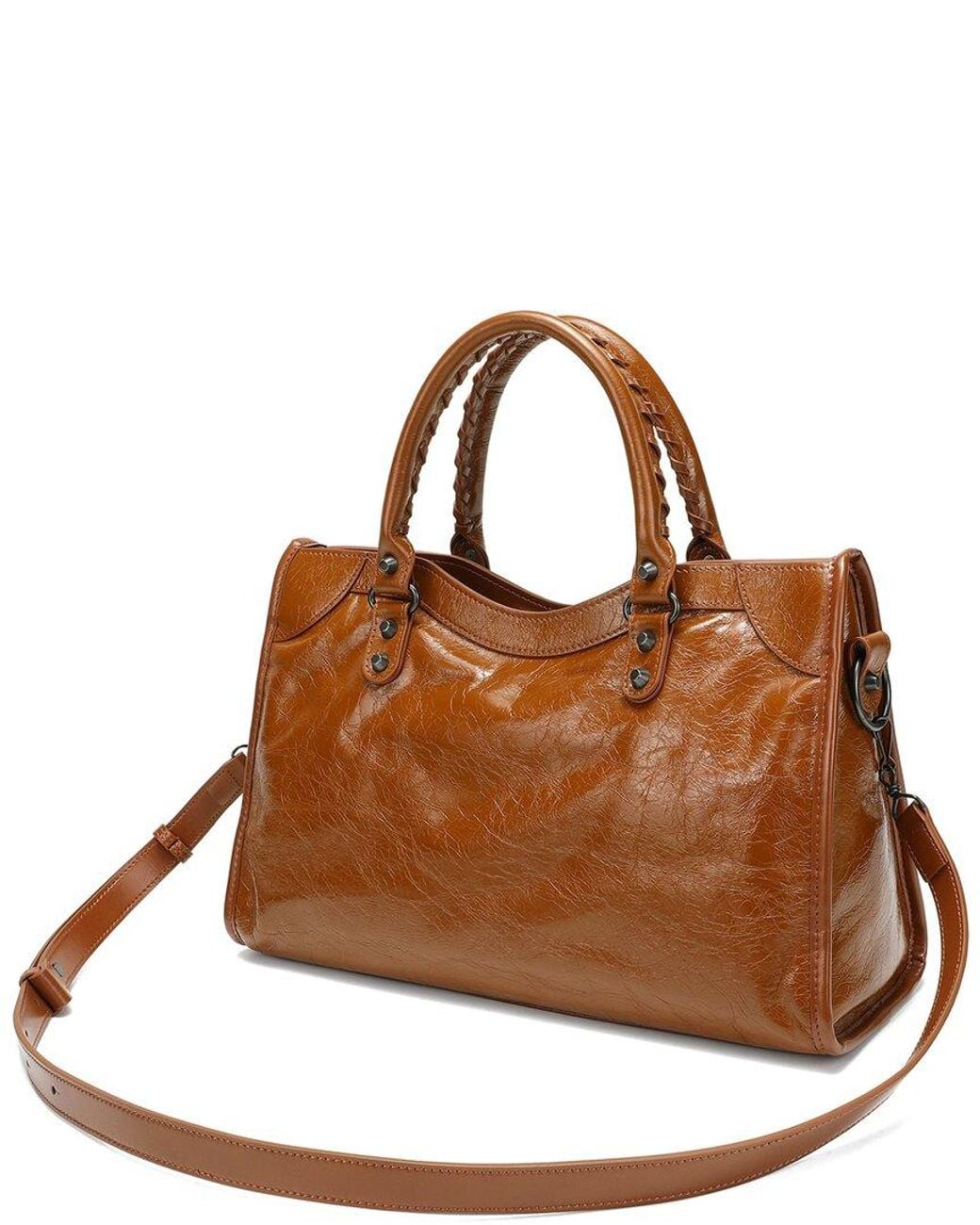 Tiffany & Fred Paris Brown Distressed Leather Satchel