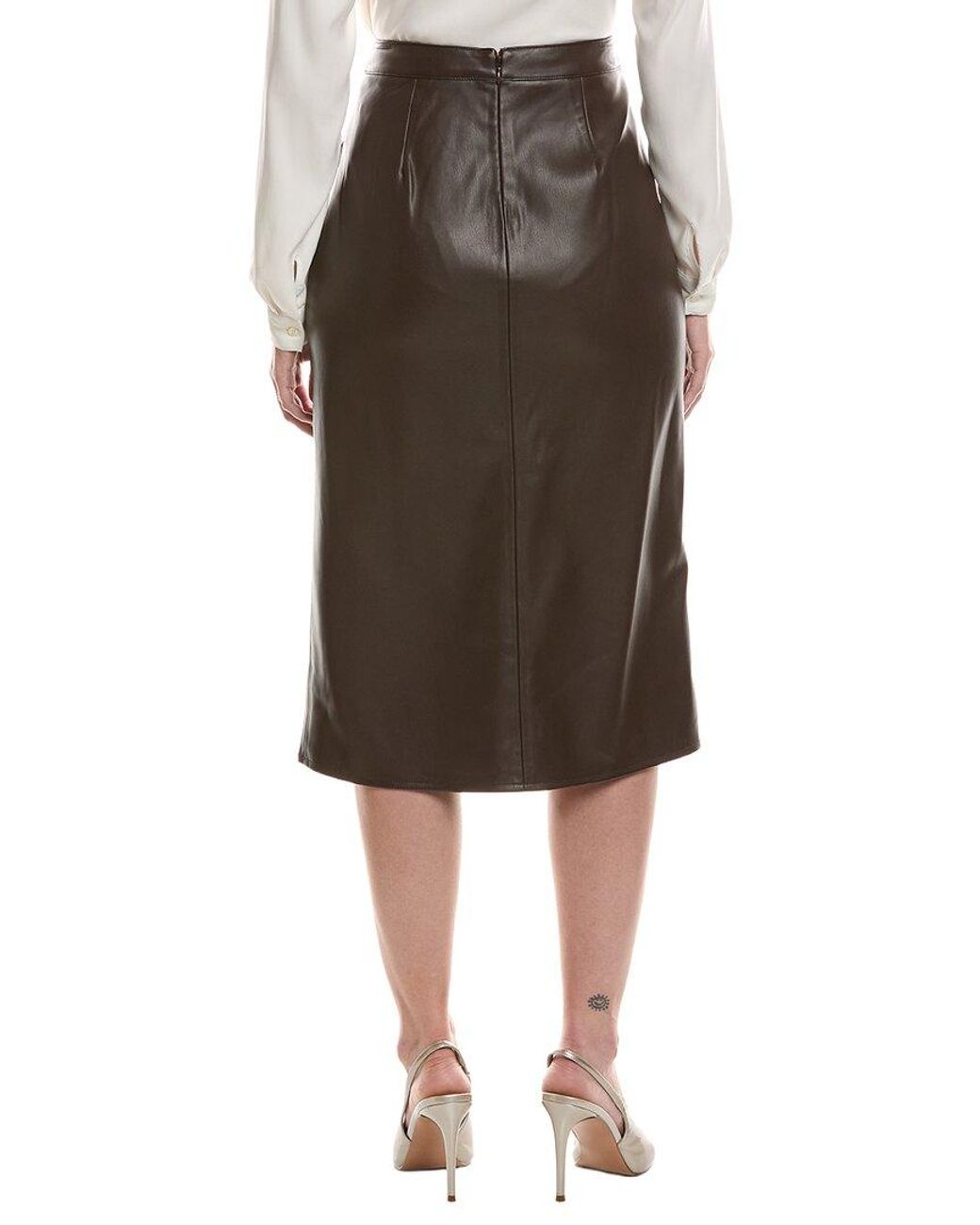 L'Agence Green Milann Midi Snap Front Skirt
