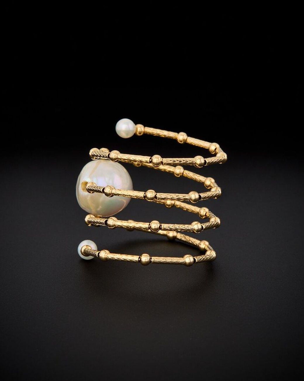 Italian Gold Black 18k Pearl Ring