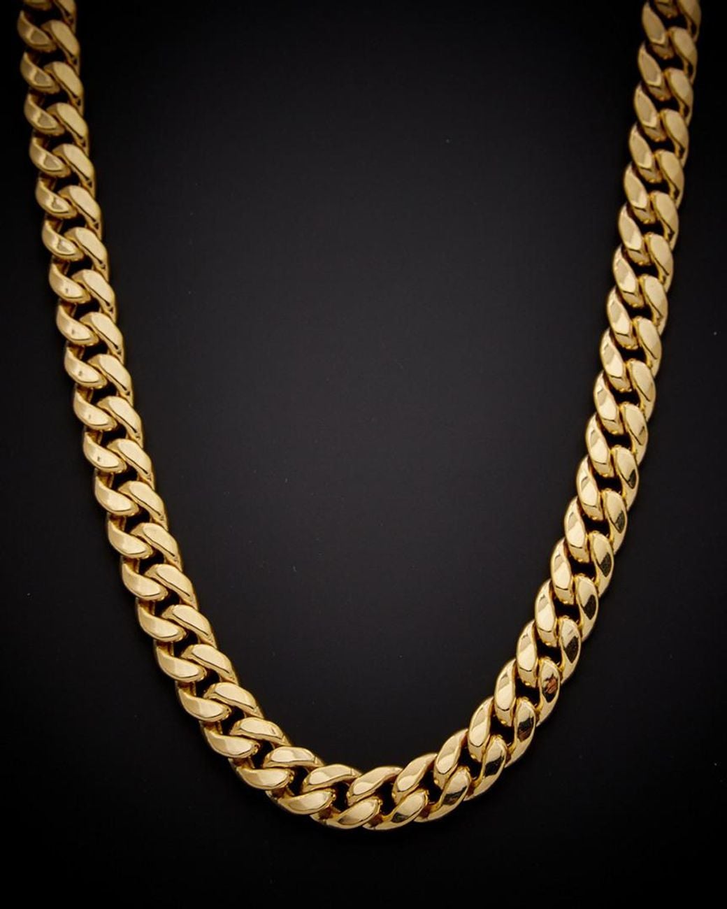 Italian Gold Black 14k Cuban Link 30in Necklace