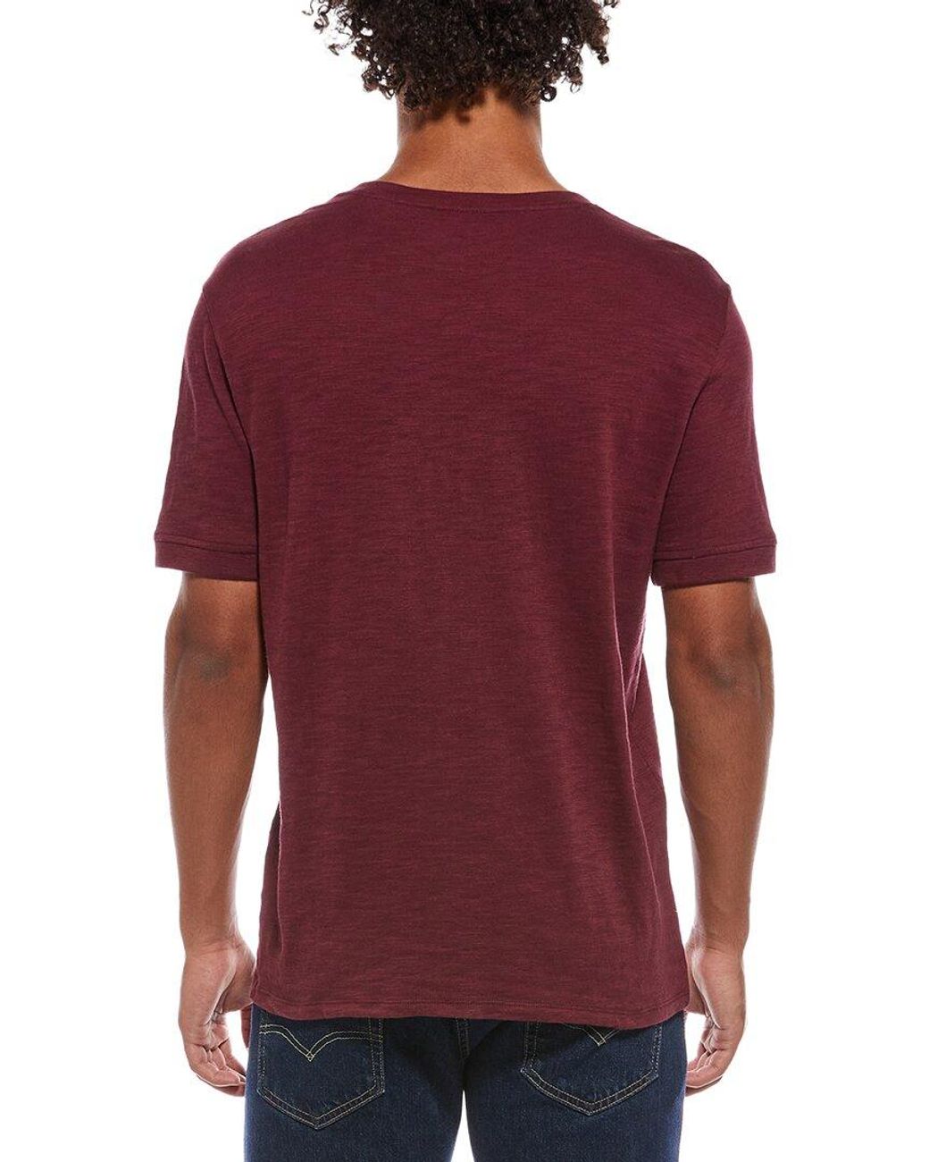 Vince Red Slub Henley Shirt for men