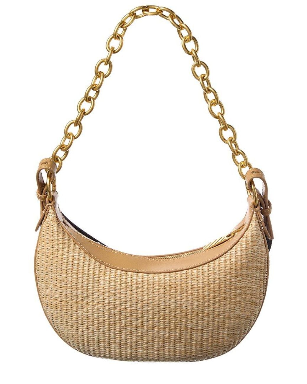 Off-White c/o Virgil Abloh Metallic Hemisphere Straw & Leather Shoulder Bag