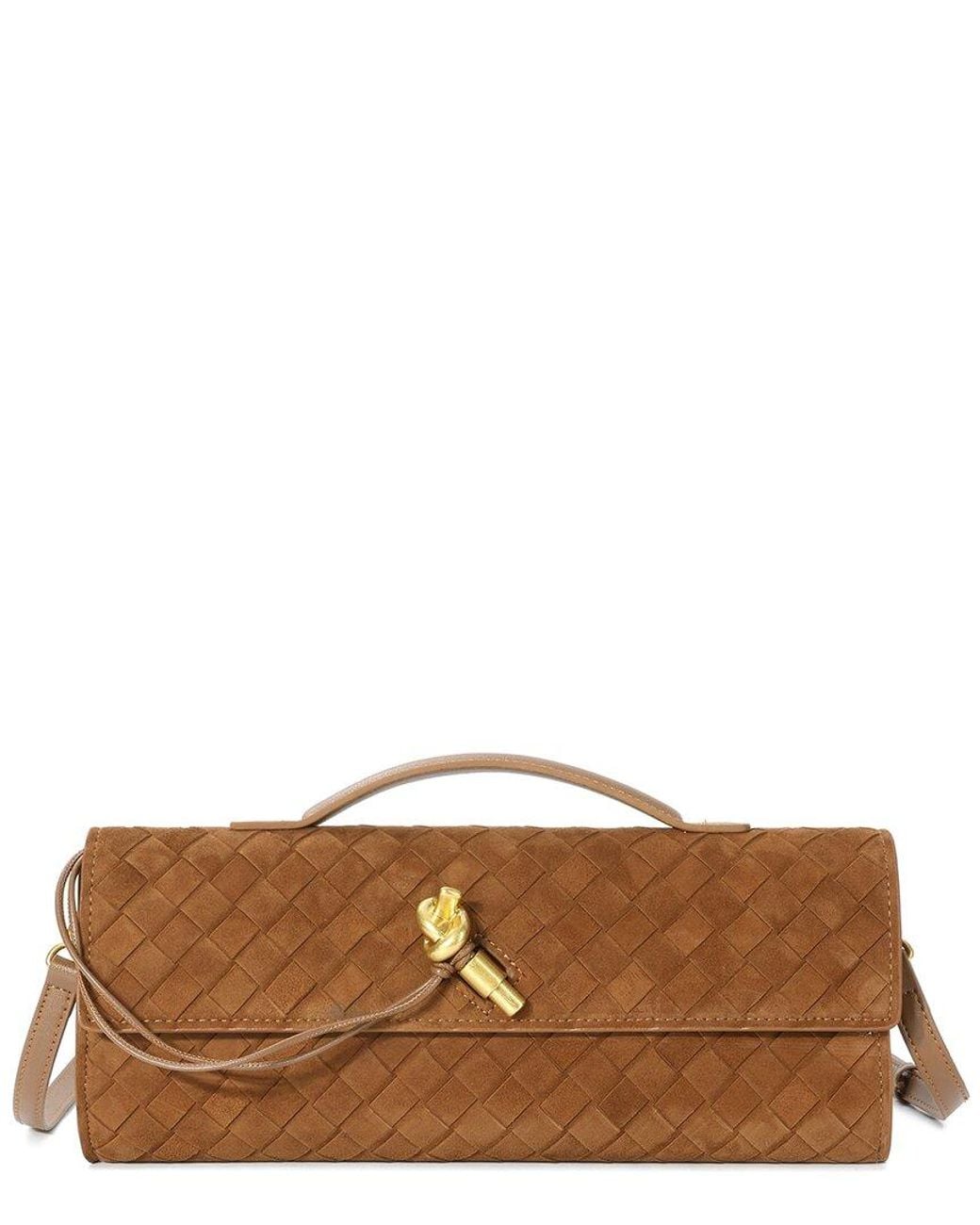 Tiffany & Fred Paris Brown Woven Suede & Leather Shoulder Bag