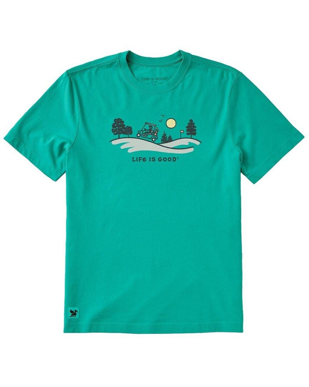Life Is Good. Green Golf Course Cart Crusher T-Shirt for men