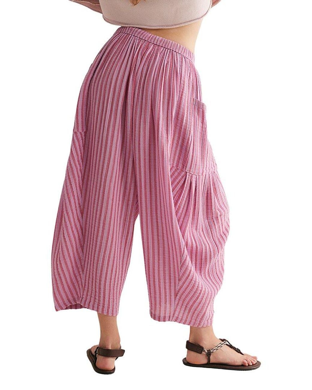 Free People Pink Striped Quinn Pant