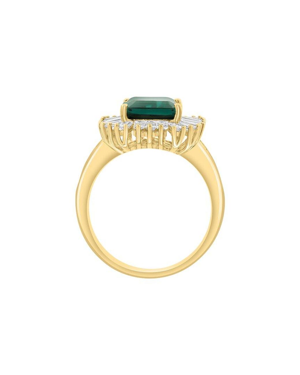 Effy Fine Jewelry Metallic 14K 4.17 Ct. Tw. Lab-Grown Diamond & Lab-Grown Emerald Ring