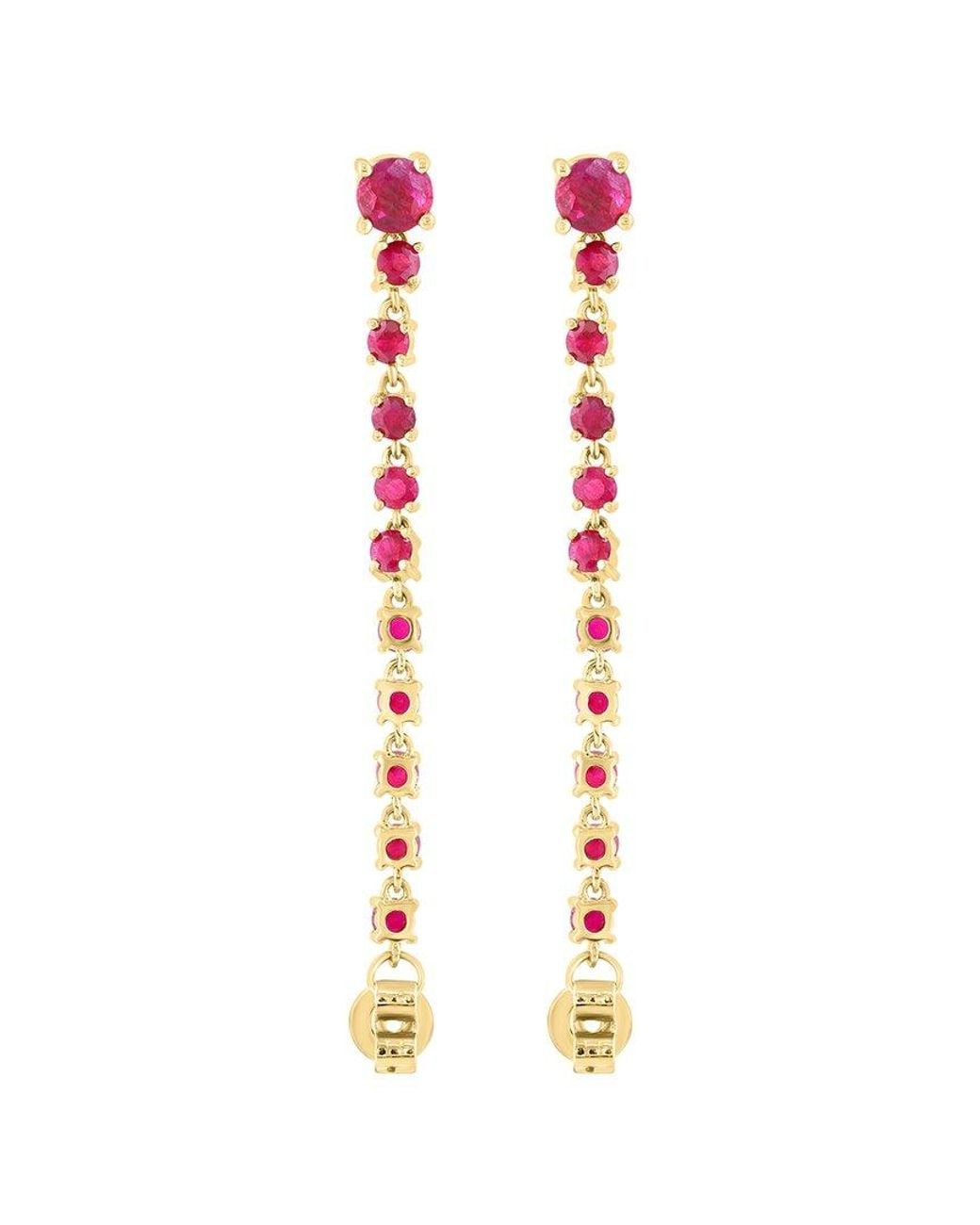Effy Fine Jewelry White 14K Rose 1.69 Ct. Tw. Ruby Earrings