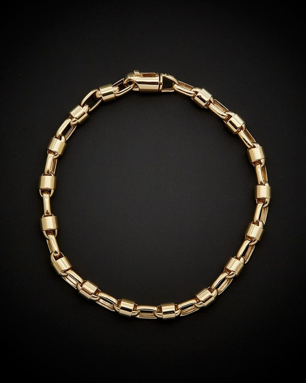 Italian Gold Black 14k Bullet Link Bracelet for men