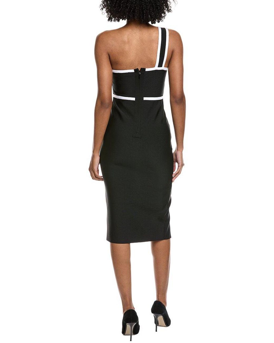 Gracia Black One-Shoulder Sheath Dress