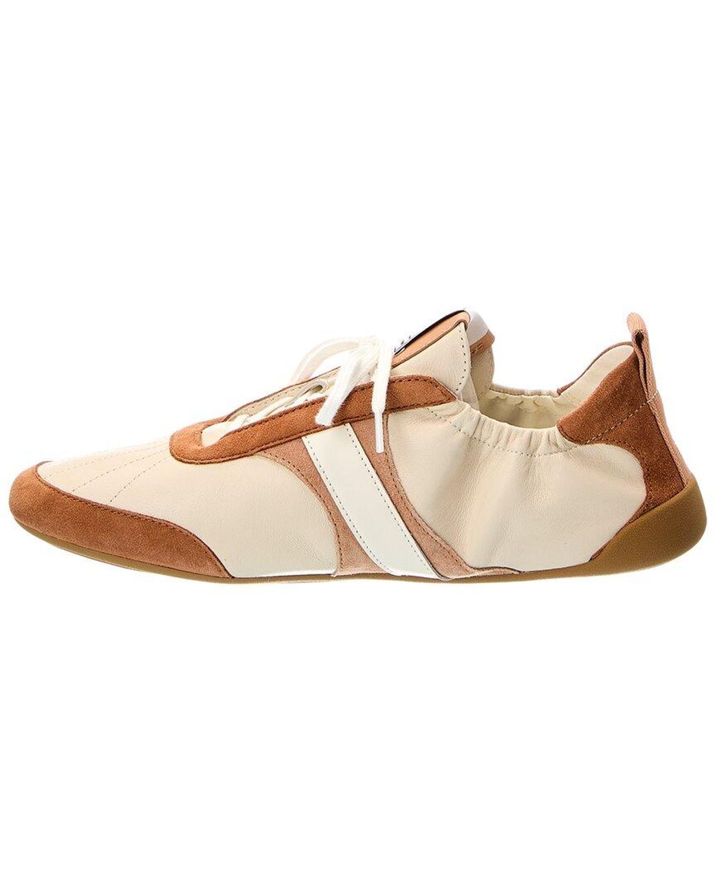 Chloé White Kick Leather & Suede Sneaker
