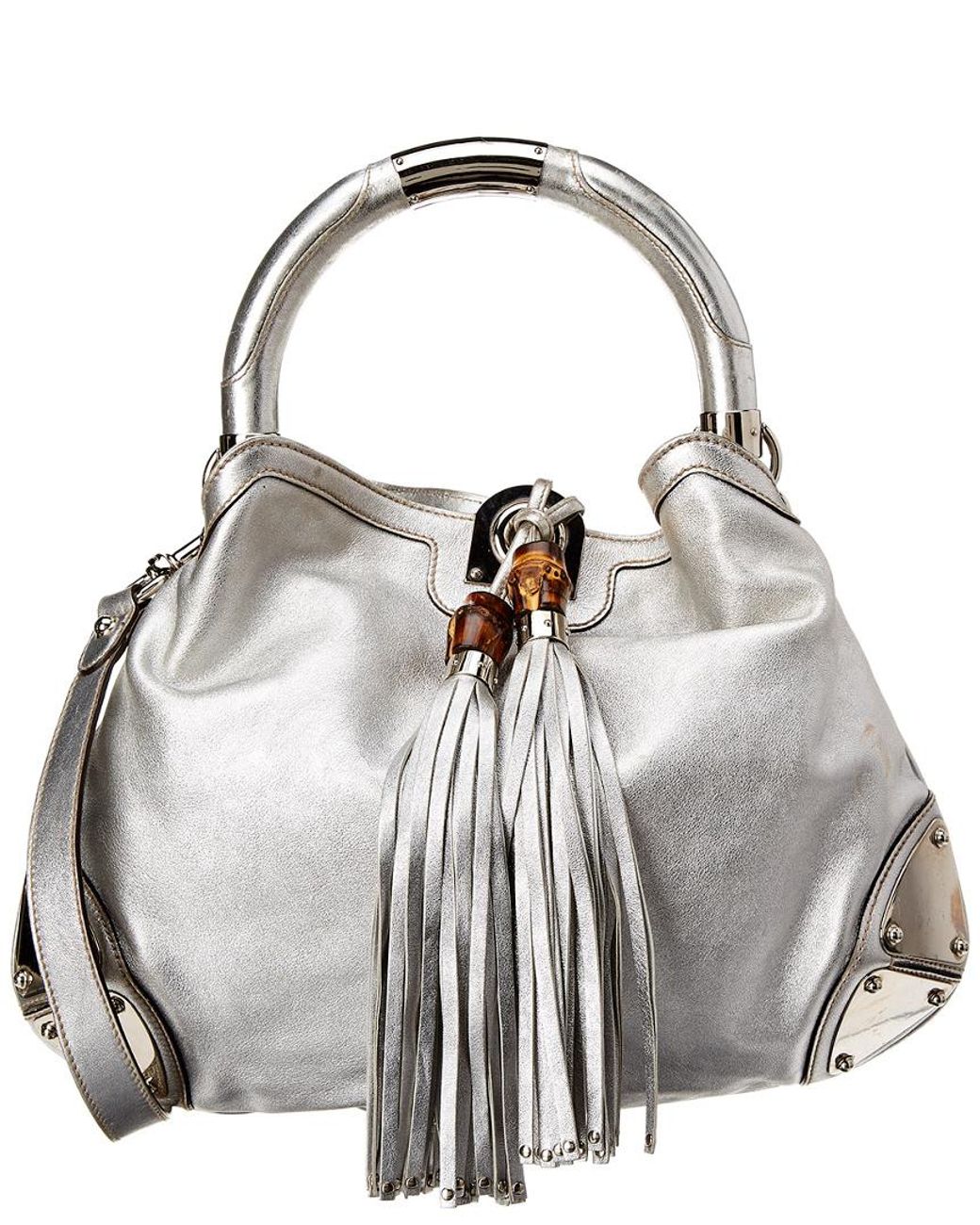 Gucci Silver Leather Indy Hobo Bag in Metallic | Lyst