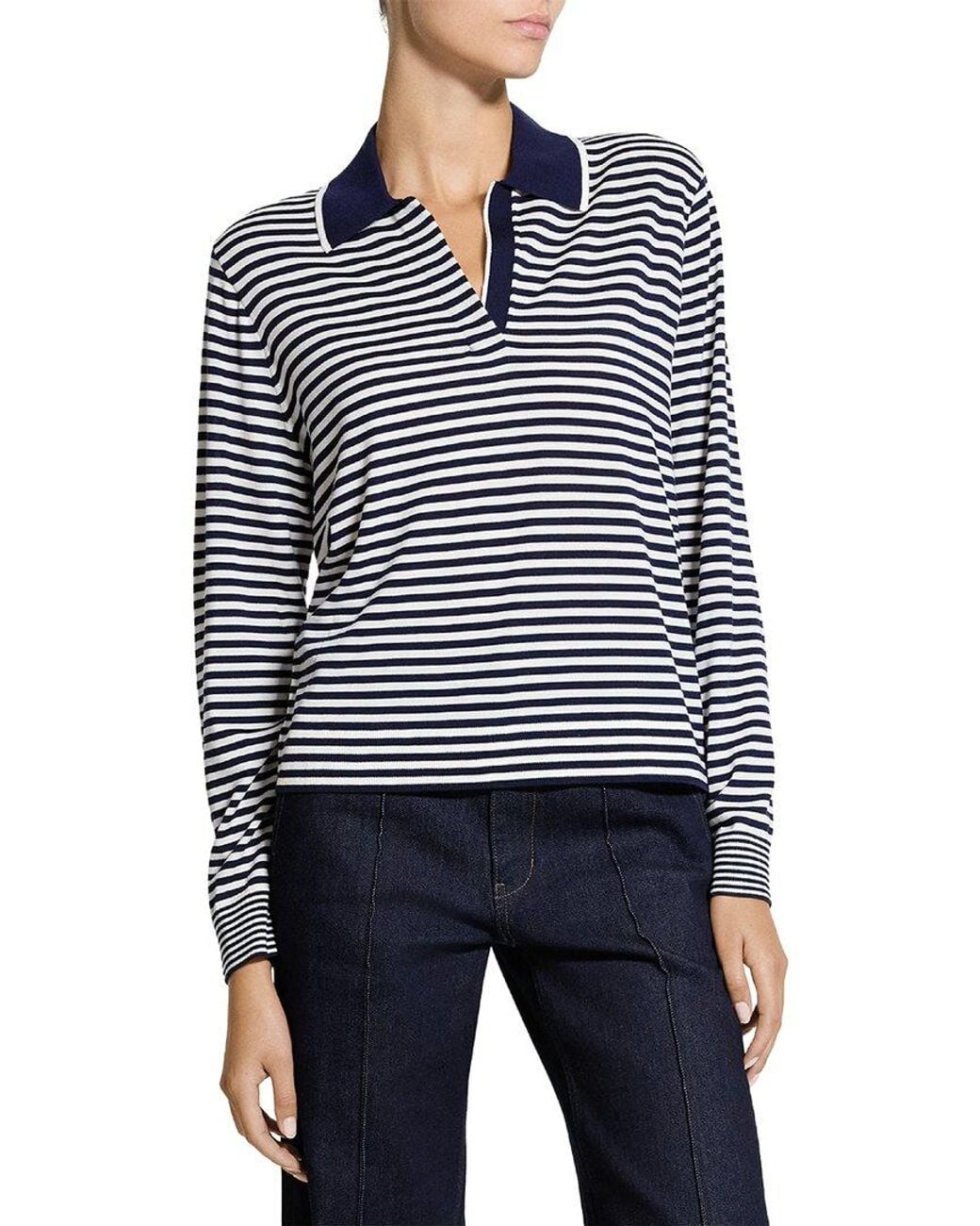 Theory Blue Stripe Boy Wool Sweater