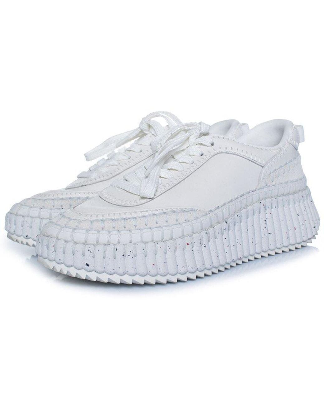 Chloé Gray Leather Nama Platform Sneaker (Authentic Pre-Loved)